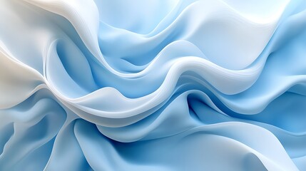 Fototapeta premium Abstract blue fabric waves, flowing textile texture, soft background, design element.