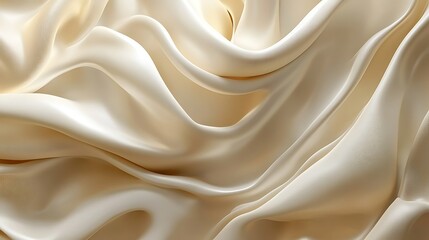 Fototapeta premium Creamy satin fabric drapes, soft folds, elegant texture, background for design.