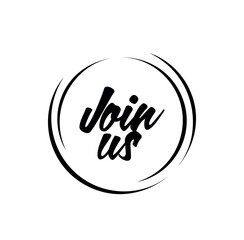 join us text information sign	