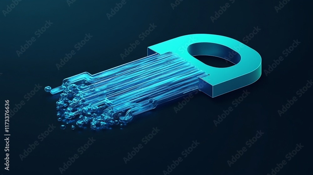 Aufkleber Abstract 3D rendering of a data stream flowing from a keyhole shape.