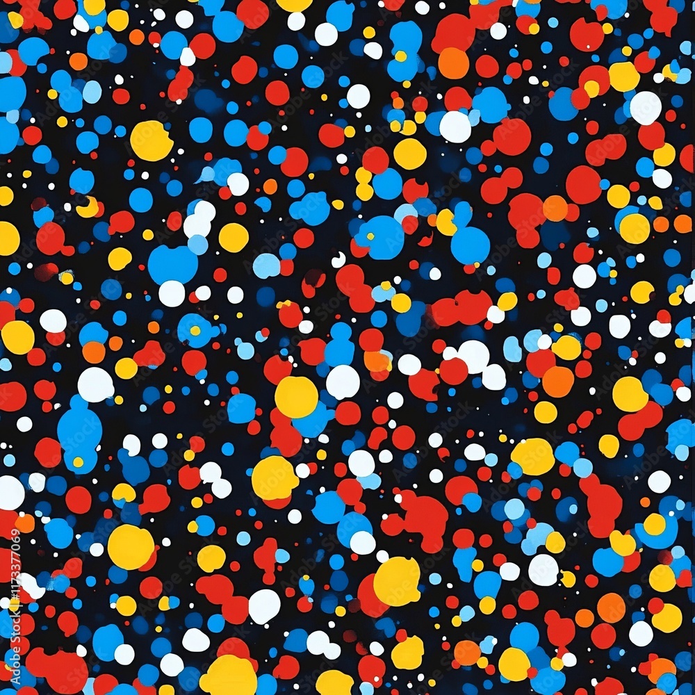 Poster a vibrant abstract pattern featuring colorful dots on a dark background, ideal for modern design and