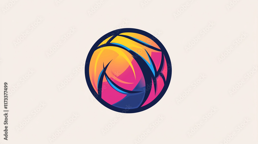Poster vibrant logo design featuring a colorful abstract sphere with dynamic lines