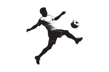Football Player Silhouette with Ball for Sports Design