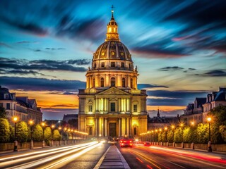 Majestic Parisian Dome des Invalides at Night - Long Exposure Photography