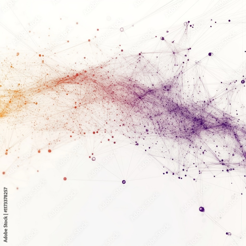 Poster explore this abstract illustration featuring colorful nodes and intricate lines representing data co