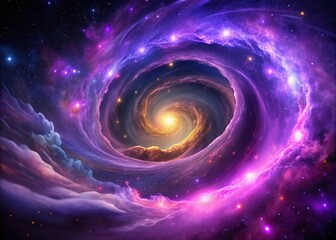 Majestic Purple Cosmic Swirl Nebula - High Resolution Stock Photo