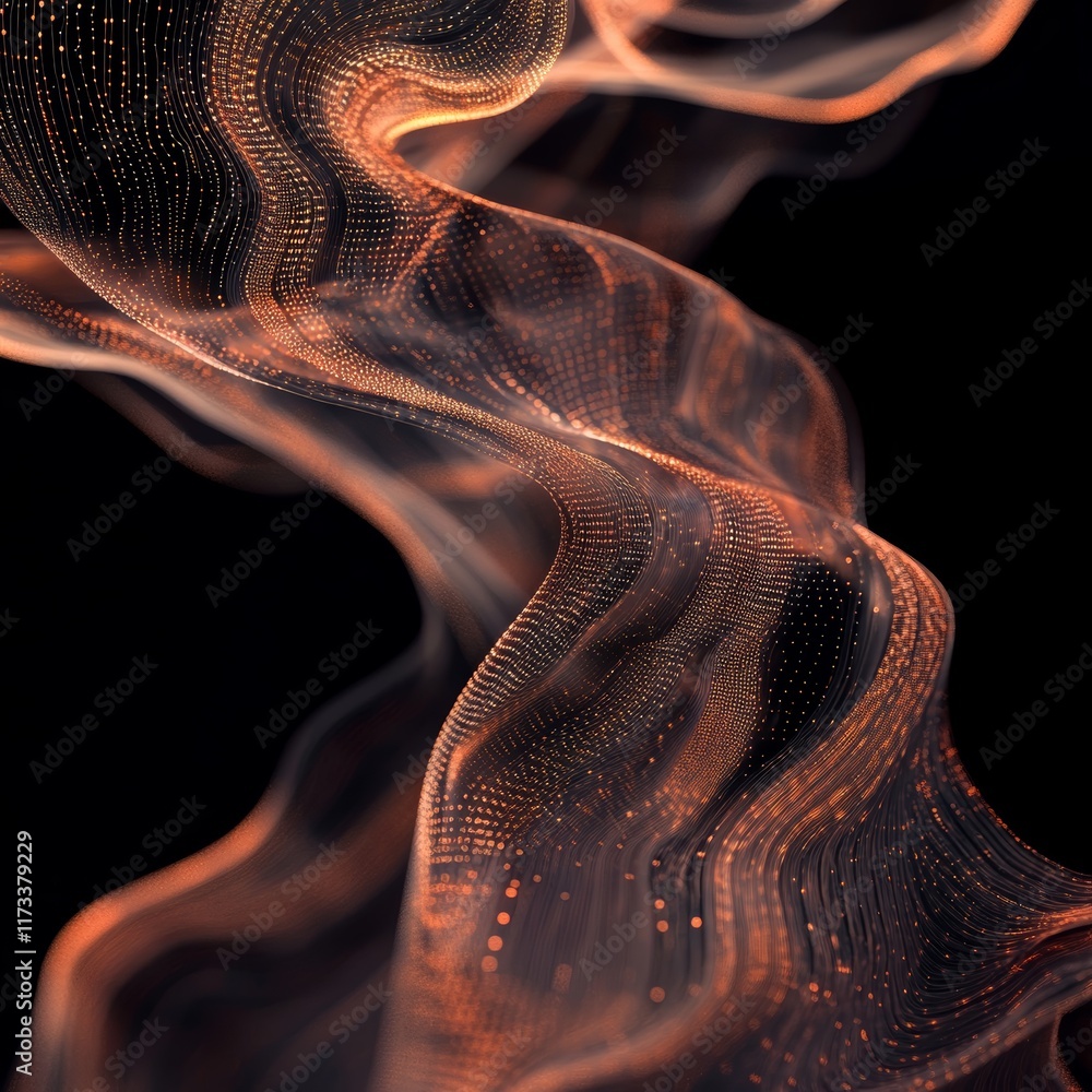 Poster explore a stunning visual representation of digital data flow, featuring vibrant waves and illuminat