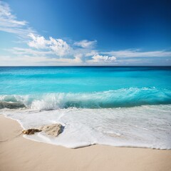 Beautiful sandy beach and soft blue ocean wave. Sea background