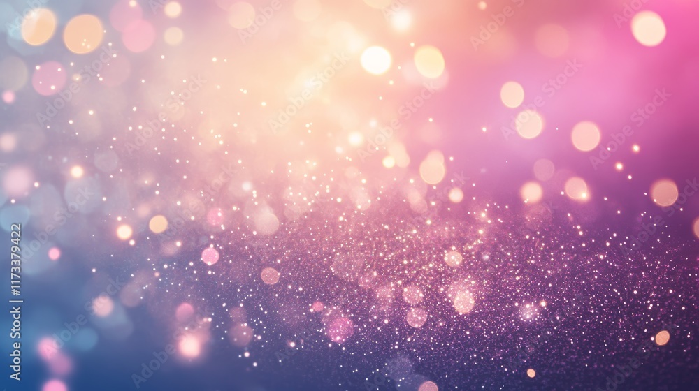Poster beautiful abstract background with blurry lights and glittering particles in gradient colors for dig