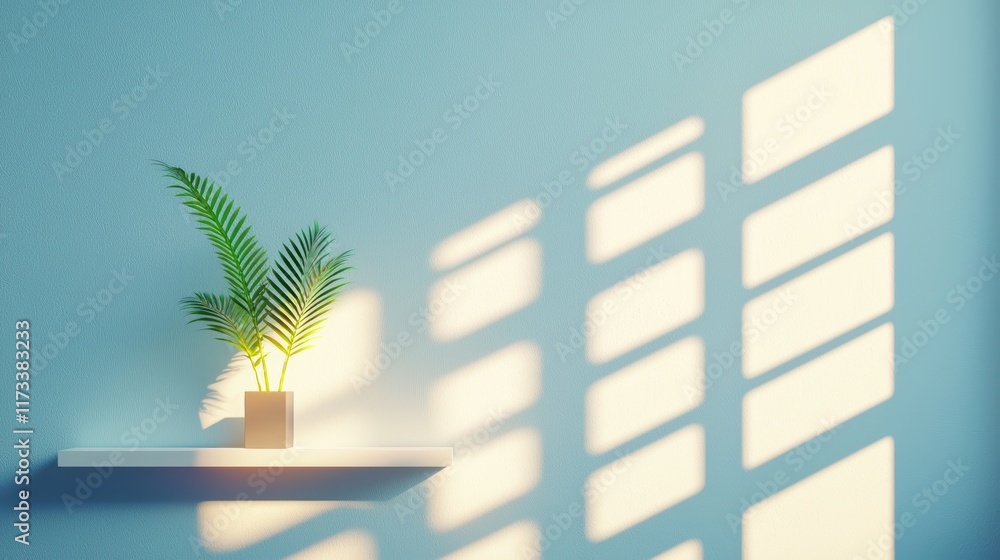 Poster a beam of sunlight streaming through a window, casting dramatic shadows of objects onto a wall, crea
