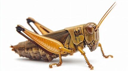 Fototapeta premium Detailed Closeup of a Brown Grasshopper Insect