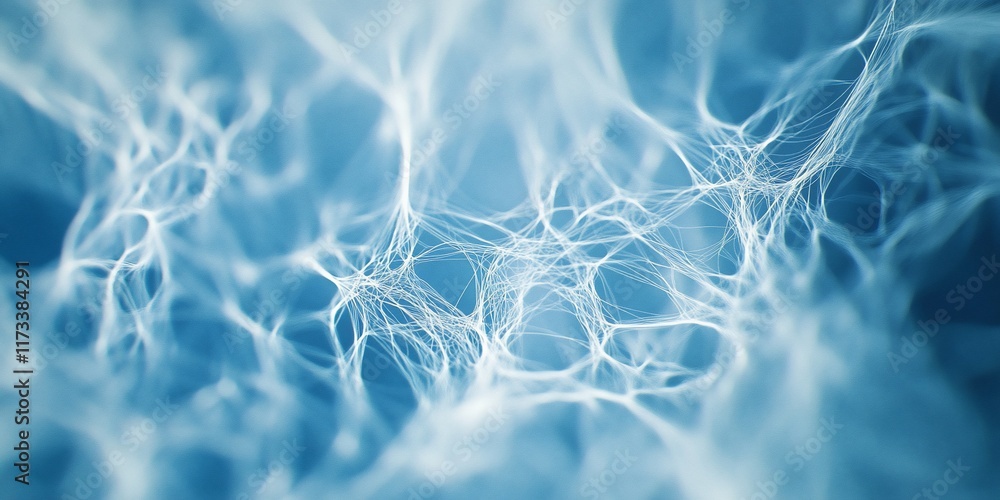 Poster Abstract blue network background with interconnected lines and nodes.