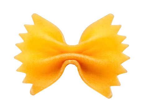 One farfalle pasta on white background.