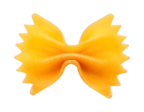 One farfalle pasta on white background.