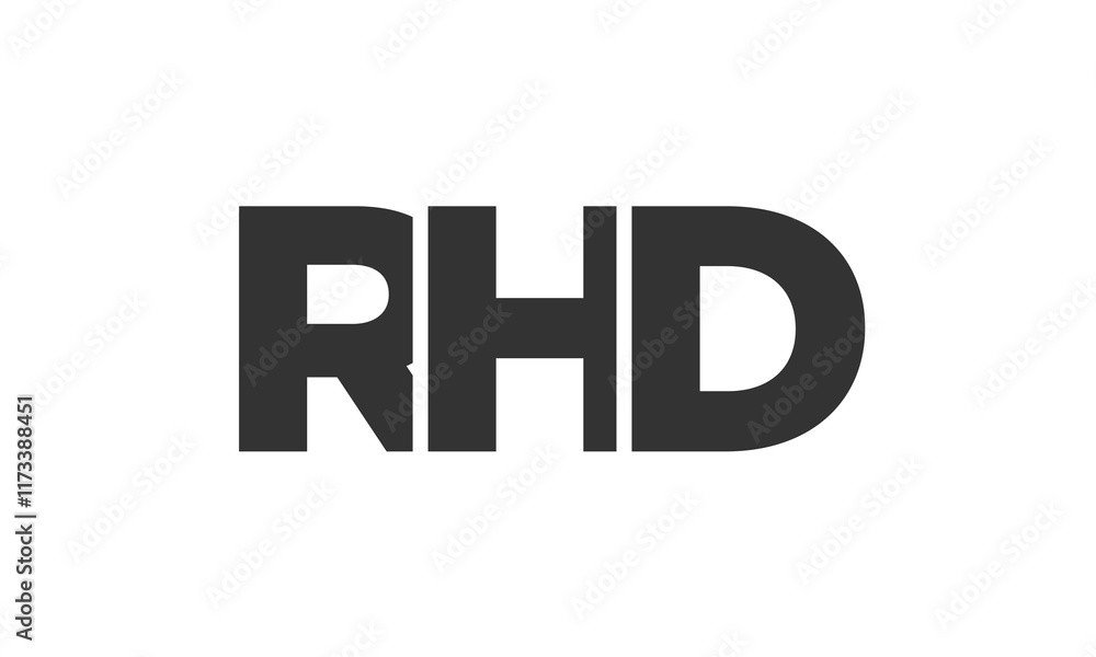 Poster rhd logo design template with strong and modern bold text. initial based vector logotype featuring s