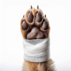 A cute pet paw with a bandage, symbolizing care and healing.