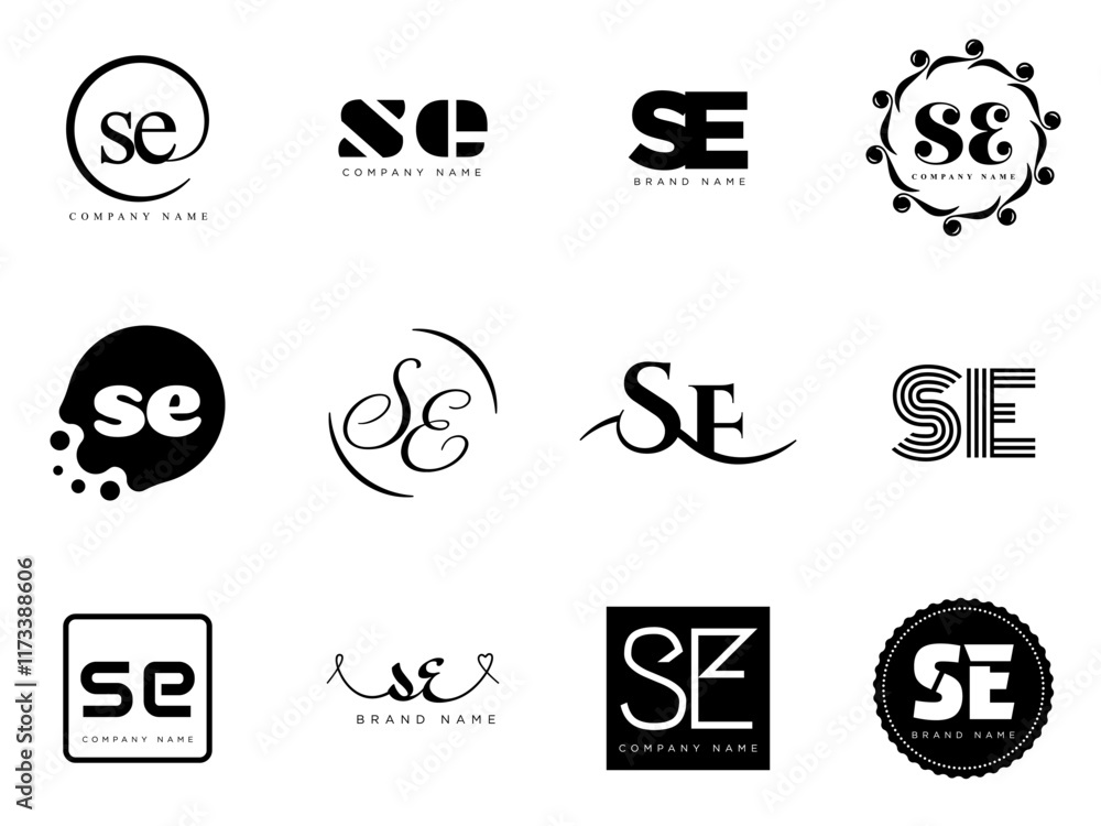 Fototapete se logo company template. letter s and e logotype. set different classic serif lettering and modern 