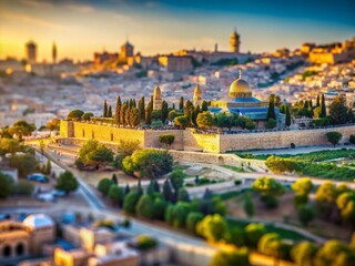 Obraz premium Miniature Mount of Olives, Jerusalem - Panoramic Tilt-Shift View