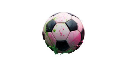 Soccer Ball: Pink, Green Splatter Art