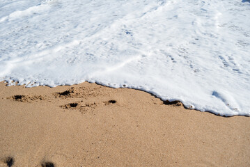 Foam from waves on the beach.