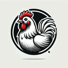 logo, circle chicken, 3d, vector, illustration