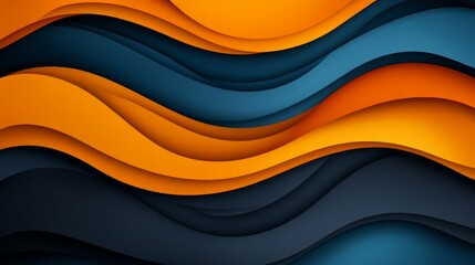 Obraz premium Dynamic abstraction using blue and orange curvilinear forms, creating a sense of movement and energy reminiscent of modern digital art styles and design trends.