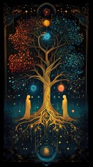 Abstract visuals depicting family constellations and ancestral lineage. AI generated
