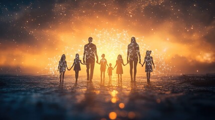 Spiritual abstractions of family constellations and ancestral ties. AI generated