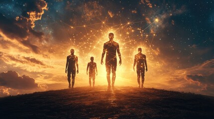 Spiritual abstractions of family constellations and ancestral ties. AI generated