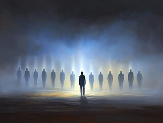 Abstract representations of family constellations and ancestral connections. AI generated.