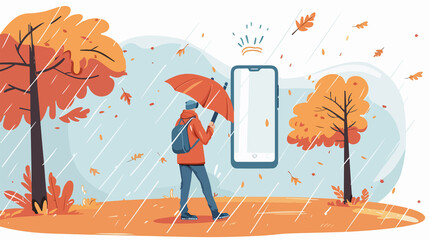 Weather Forecasting Concept: Man with Umbrella