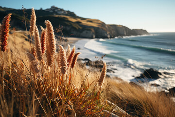 grasses on cliffs demonstrate adaptability, erosion control, and creation of unique ecosystems in...