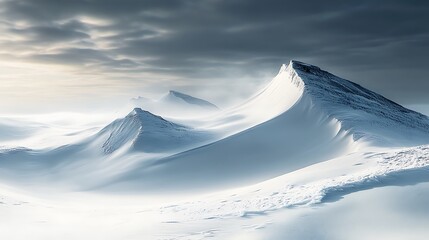 Surreal landscape with sand dunes and snow, creating a unique and visually stunning scene