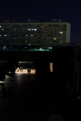 Fototapeta premium Russian panel houses at night, multi-storey apartments.