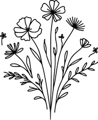 Wildflowers svg, Floral svg, Wild flower svg, flower sketch svg, cricut and silhouette, Instant Download
