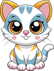 cute cat cartoon vector illustration, isolated on white background 