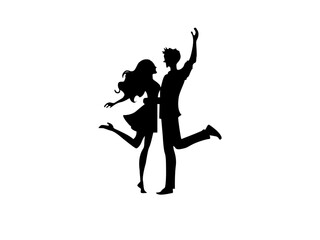 A premium vector showcasing a loving couple standing together as the man embraces his girlfriend. The image radiates warmth and affection, symbolizing love and connection. 