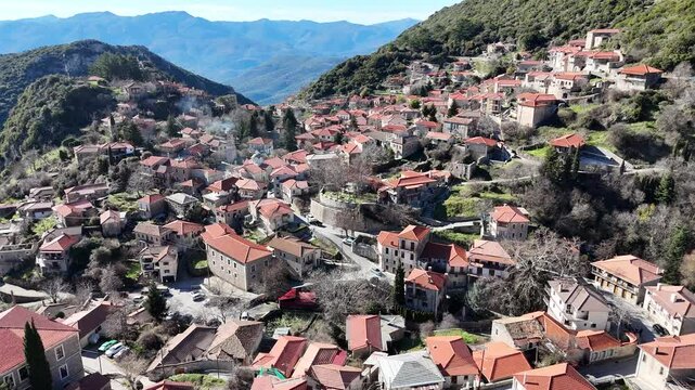 Aerial view of Stemnitsa village, Peloponnese, Greece