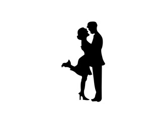 A premium vector showcasing a loving couple standing together as the man embraces his girlfriend. The image radiates warmth and affection, symbolizing love and connection. 