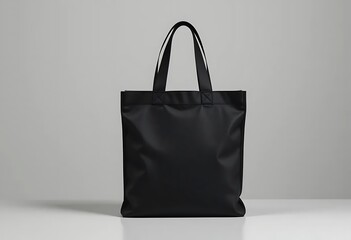 minimalist black leather tote bag
