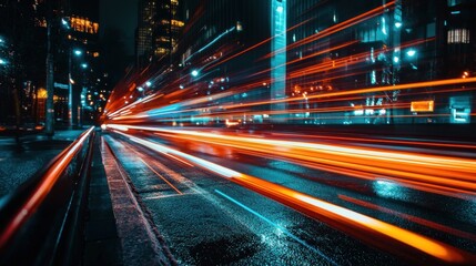 Urban Light Trails: A Symphony of Speed and Cityscapes at Night