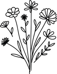 Wildflowers svg, Floral svg, Wild flower svg, flower sketch svg, cricut and silhouette, Instant Download