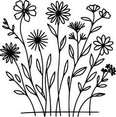 Wildflowers svg, Floral svg, Wild flower svg, flower sketch svg, cricut and silhouette, Instant Download