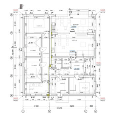 Vector architectural project of a private house floor plan
