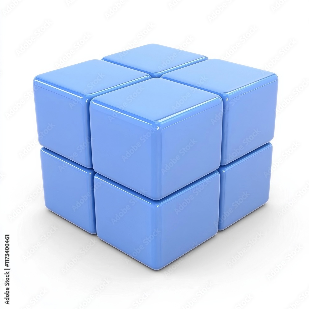 Poster 3d render of a blue block on a white background, symbolizing simplicity and modern design