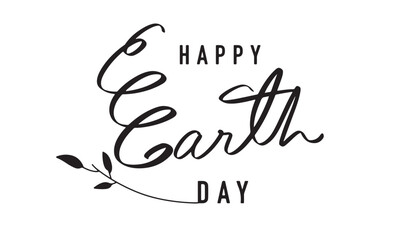 Happy earth day text font black color calligraphy text font script earth day april month 2025 object icon save planet recycle growth holiday happy earth day clean environment ecosystem earth organic  