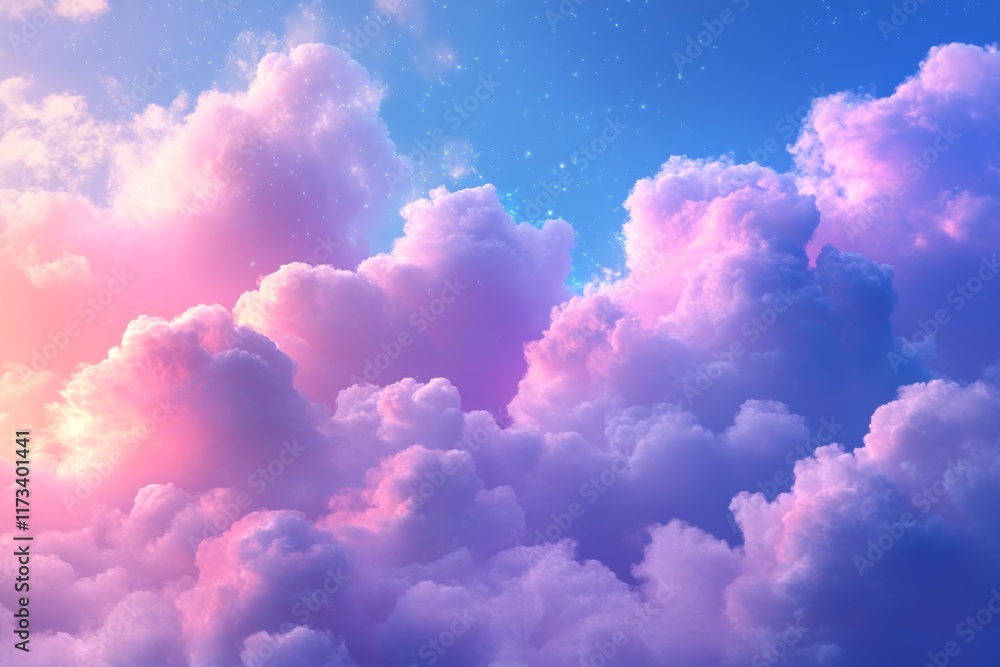 Poster serene colorful clouds in a digital sky with soft pastel tones ideal for backgrounds and design proj