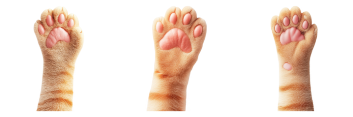 Soft orange tabby cat paws with pink pads, showcasing their adorable features