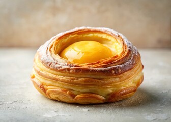 Obraz premium Minimalist Pastry: Buttery Flaky Crust & Silky Filling