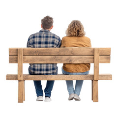 couple sitting on rustic wooden bench, enjoying peaceful moment together